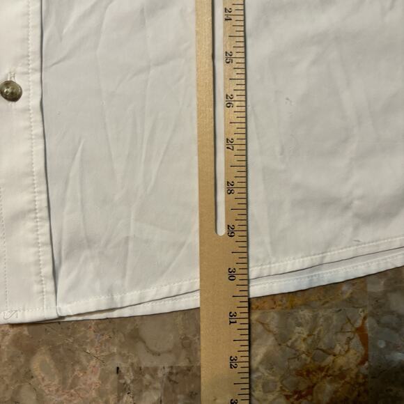 Poncho Shirt Mens XL White Short Sleeve Button Woven Fishing Vented - Picture 7 of 13